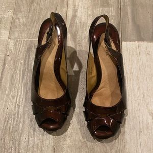 brown/burgundy wedges, Bass & Co., Size 7.5.
